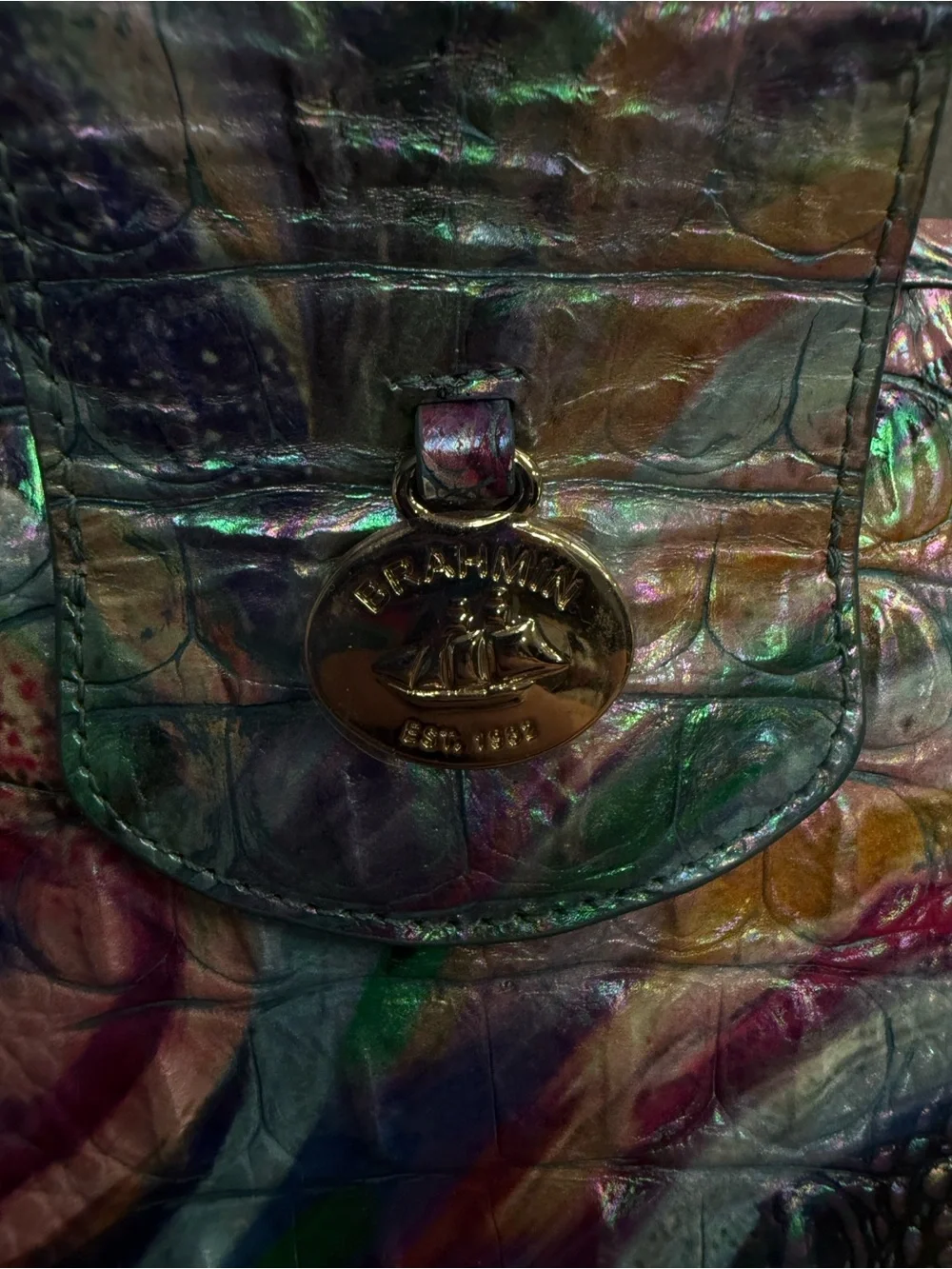 Brahmin Iridescent Multicolor Backpack with Matching Wallet